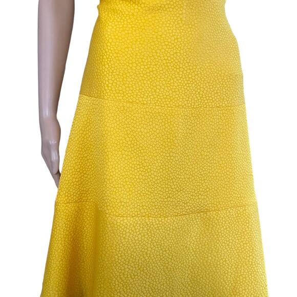 Anne Klein Mini Dress 8 Cocktail Wedding Textured A-Line Zip Cap Sleeve Yellow - Picture 6 of 15